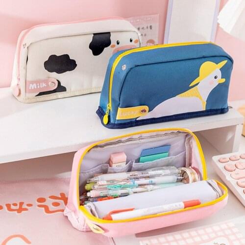 Kawaii Pencil Case Large School Supplies Pencil Bags Foldable Cool Pen Case Cute Animals Trousse Scolaire School Pencil Cases