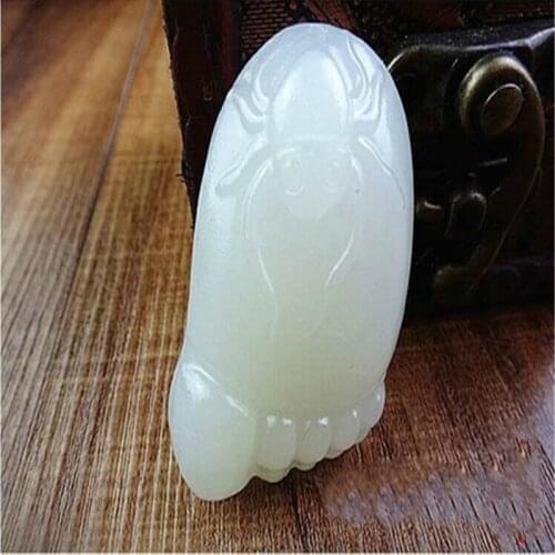 Chinese Natural Afghan Jade Hand Carved Foot Jade Pendant Fashion Jewelry Gift Necklace Contented with Buddhas Feet