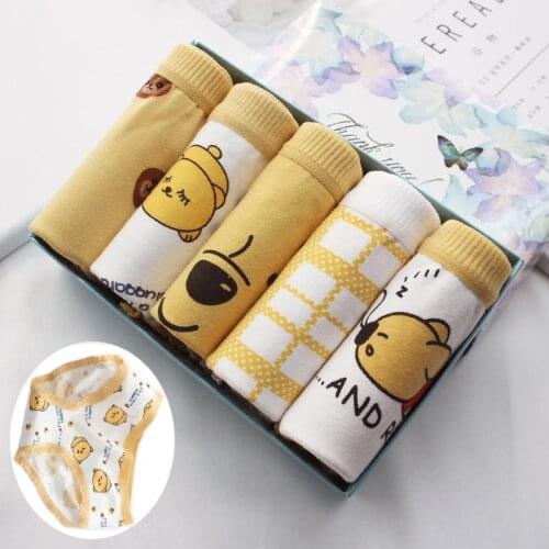 5 Pcs/Lot Lace Underwear Cute Cartoon Bear Cotton Womens Panties High Quality Fashion Sexy Lingerie Girls Briefs Underpants
