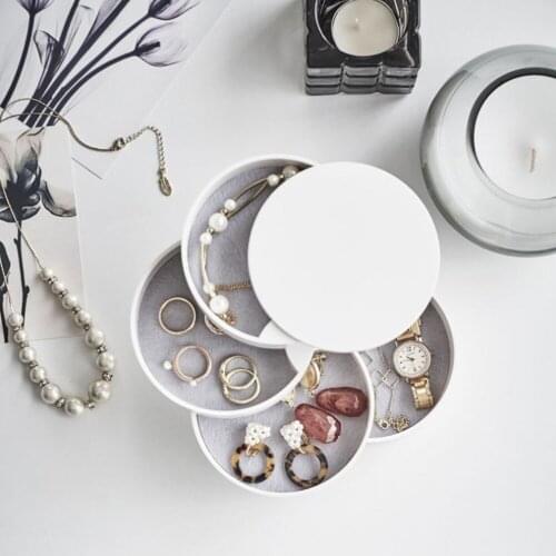 Small Jewelry Box Multi-Layer 360° Rotating Creative Modern Simple Earrings Black and White Color Optional 2021 New