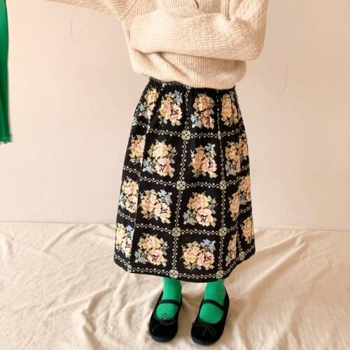 MILANCEL 2021 Summer New Kids Clothes Skirt Korean Girl Retro Fashion Flower Skirt