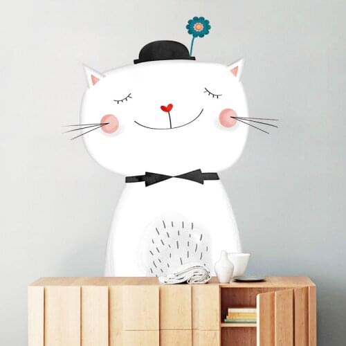 Cute Cat Wall Sticker Kids Room Decoration Creative Kindergarten Wall Decals Waterproof Poster Wallpaper