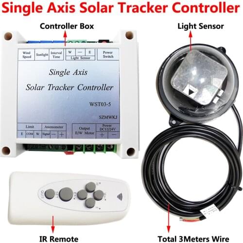 Multi-function Electronic Controller +Waterproof Light Sensor +IR Remote for Single Axis Solar Panel Tracking Sunlight Tracker