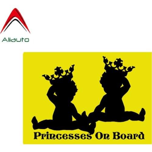 Aliauto Caution Car Sticker Princesses on Board Crown Baby Decoration PVC Waterproof Sunscreen Cover Scratch Decal,15cm*11cm