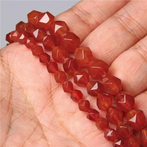 Natural Grade A Red Natural Agates Gem Stone Faceted Loose Spacers Beads DIY Bracelet Accessories for Jewelry Making 15" Strand