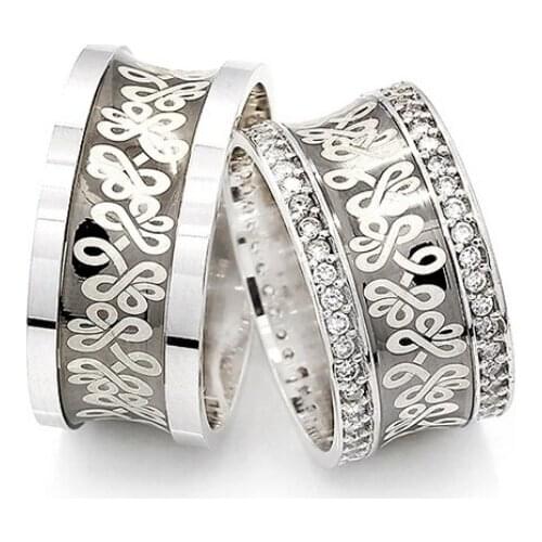 Couple Wedding Ring Sterling Silver 925 Woman And Man Luxury Jewelry Bands Fashion Engagement Anniversary Ancient Greek Model