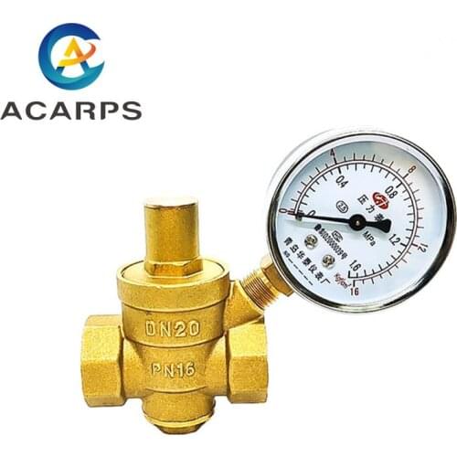 1/2" 3/4" 1" 2" Brass Water Pressure Reducing Maintaining Valve DN15/DN20/DN25/DN32 Regulator Adjustable Relief Valve Gauge