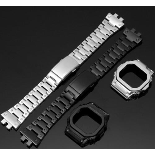 316L Stainless Steel Bezel Strap For Casio G-Shock GMW-B5000 watch band GMW-B5000GD-9A GMW-B5000D-1ADR wristband Case Bumper
