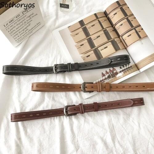 Belts Women Retro Solid All-match Simple Leisure Accessories Trendy Students Harajuku Korean Style Womens Jean Belt Adjustable