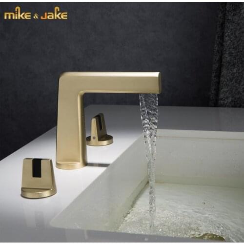 Brush Gold brass basin faucet bathroom hot and cold double handle faucet basin sink crane bathroom black gold tap