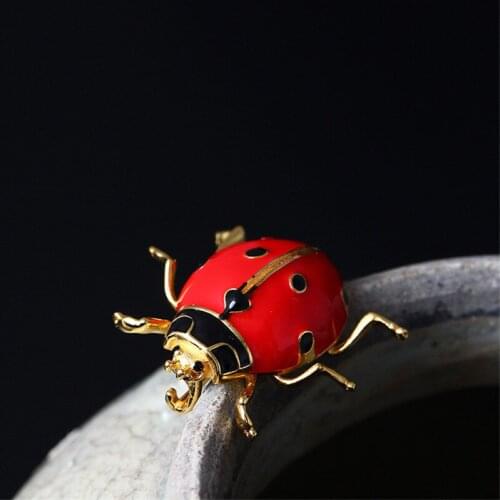 Special Ladybug Brooch Red 925 Sterling Silver Collar Pin Korean Brooches Boy Girl Pins Ladybird Fine Jewelry Luxury Gifts