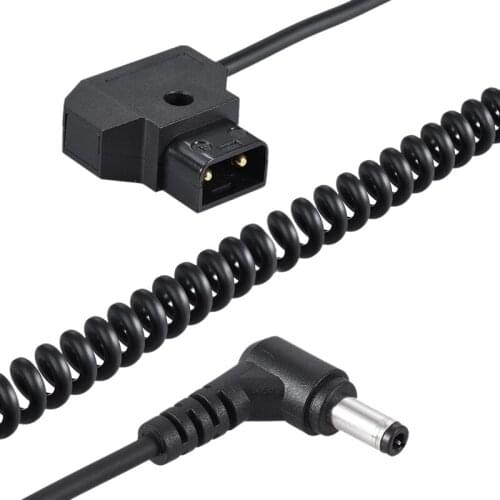 Coiled 1M/3.28Ft D-Tap 2Pin Male To Dc 5.5 X 2.1Mm Adapter Cable Extension Elastic Line For Anton V-Mount Battery Dslr Cage Rig
