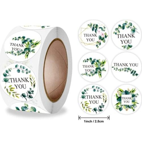 50-500pcs Green Leaves Thank You Stickers Paper Sealing Label Stickers for Wedding DIY Gift Decoration Business Packing Stickers