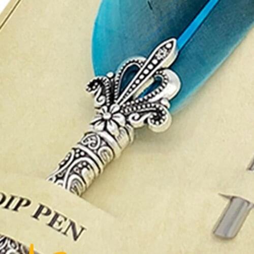 Vintage Feather Quill Dip Fountain Pen Calligraphy Writing Stationery Supply