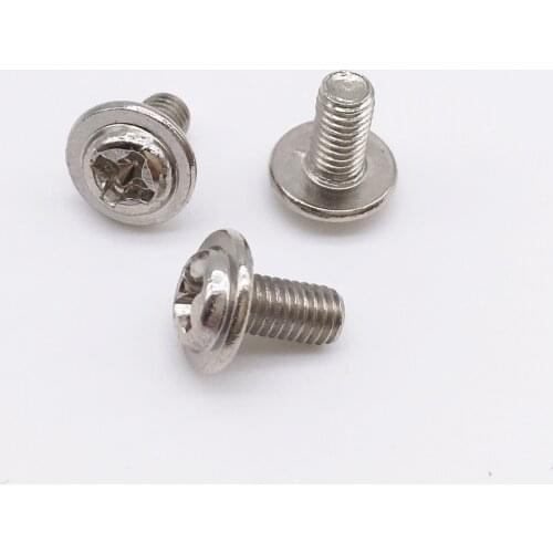 Wkooa Washer Head Screws Steel Computer Screws Nickel Plating Phillips Drive