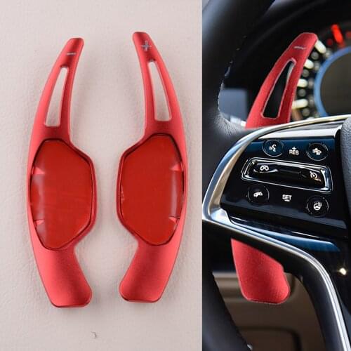 1 Pair Red Car Steering Wheel Shift Paddle Shifter Extension Fit for Cadillac XTS 2013 2014 2015 2016 2017 2018 Accessories