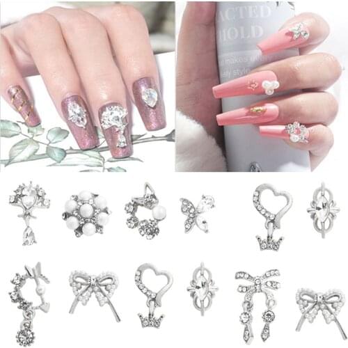 10pcs 3D Metal Zircon Drill Nail Art Jewelry Sailor Moon Nail Decoration Japanese Tassel Chains Pendant Rhinestone Charms