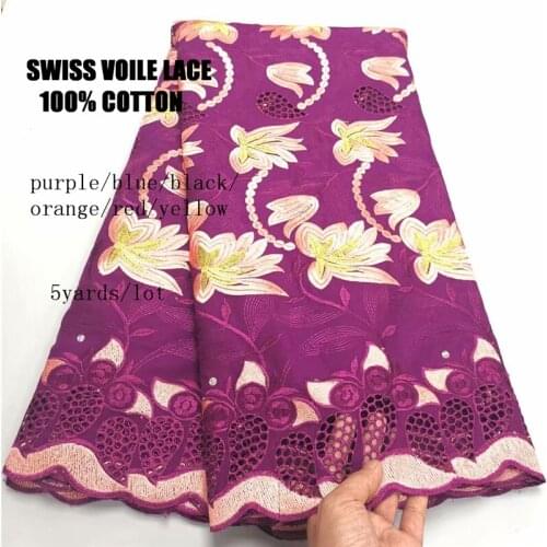 100% cotton Nigerian lace fabric high quality lace 2021 swiss voile lace fabric embroidered african dry lace for African wedding