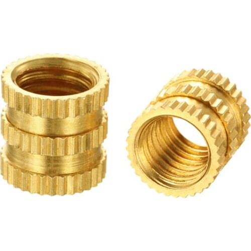 20pcs M5 through hole knurled brass nuts embedded parts inlay brassiness inserts nut 7mm outer diameter 4mm-14mm high