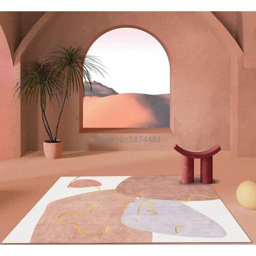 200*300cm Simple Geometric Morandi Lavender Gray Pink Block Girl Room Living Room Bedroom Bedside Carpet Floor Mat Customization