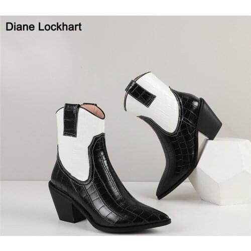 2020 Pointed Toe Ankle Boots Western Cowgirl Boots Chelsea Boots Women Cossacks Cowboy Boots Wedges Femal Shoes Botas Mujer32-43
