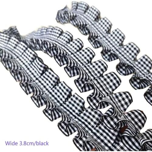 3.8CM Wide HOT 3D Cotton Embroidered black lace fabric dubai sewing DIY trim applique Ribbon collar cloth dress guipure decor