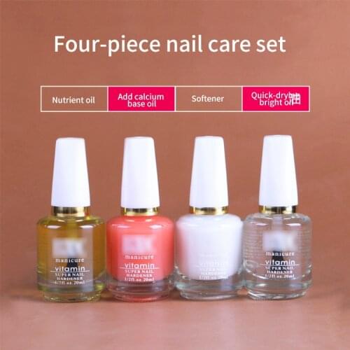 4 Pcs Nail Product Set Care Nail Polish Transparent Bright Oil Plus Calcium Base Oil Softener Exfoliating Nutrient Oil