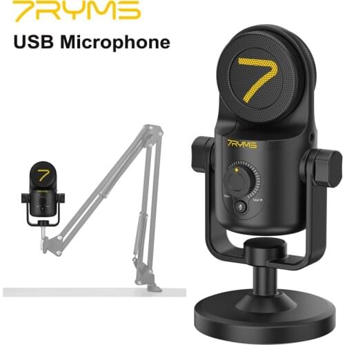 7ryms USB Microphone for Recording Live Streaming Gaming SR-USB MINI Professional PC Condenser Recording Microphone