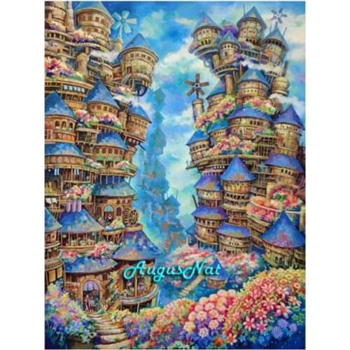 Castle diamond painting full square scenery diamond dots decor diy crystal pasted picture wall art landscape diamond craft gifts
