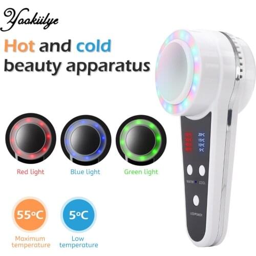 LED Photon Hot Cold Beauty Instrument Skin Rejuvenation Apparatus Facial Lifting Massager Hot Cold Hammer Acne Wrinkle Removal