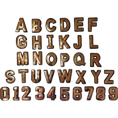 2021 New 3D Colorful A-Z 26 Letters Gold sequined Embroidered Patches Sew on Alphabet Letters Embroidery Applique 1 Set