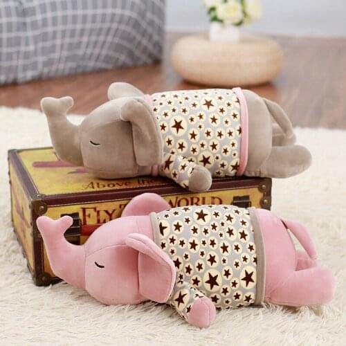 Big Size Long Nose 35cm Elephant Plush Toy Stuffed Soft Animal Cartoon Lying Elephant Pillow Doll Christmas Gift for Kids
