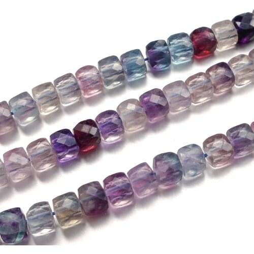 Natural multi fluorite cube beads for needlework faceted square crystal DIY necklace bracelet loose bead special kralen jewelery