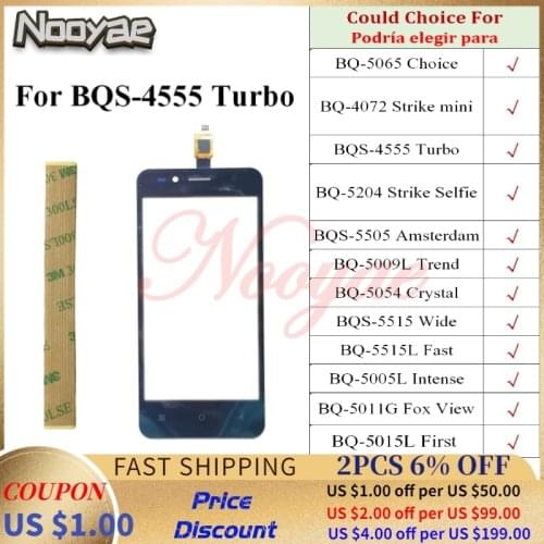 Black Touch Screen For BQ 5011G 5015L 5005L 5515L 5515 4072 5065 5054 5009L 5505 5204 4555 Sensor Digitizer Front Glass Panel