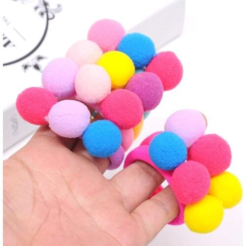 Childrens Fur Ball Hair Ring Autumn And Winter Models Ponytail Head Rope Little Girl Cute Colored Balls Hair Accessories