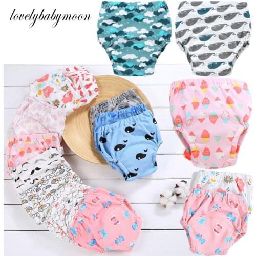 Baby Infant Toddler Waterproof Training Pants Cotton Changing Nappy Cloth Diaper Panties Reusable Washable 4 Layers Crotch