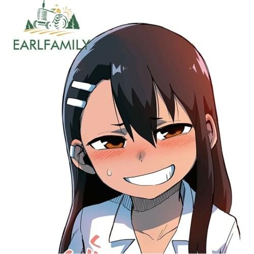 EARLFAMILY 13cm x 10.3cm for Nagatoro Car Stickers Occlusion Scratch Creative Decals Funny Fashionable Sunscreen Car Styling