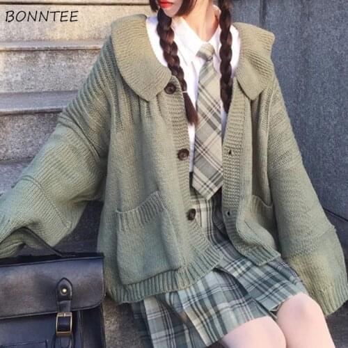 Cardigan Women Sweet Spring Newly Ulzzang Lovely Ladies Knitwear Solid Holiday Femme Outerwear All-match Classic Sweater Tender