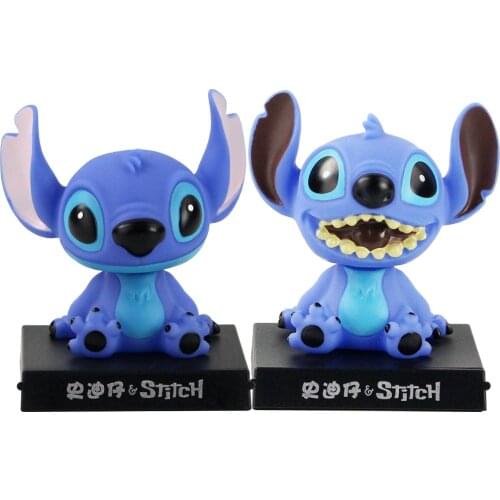 12cm Disney Lilo and Stitch Shaking Head Anime Collection Figurine Model Toy Boy Christma Birthday Gift Car Decoration Doll