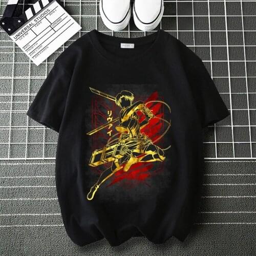 Colossal Titan Comic Printed summer Black T-Shirt Round Collar Short Sleeve Cotton Unisex Tshirt