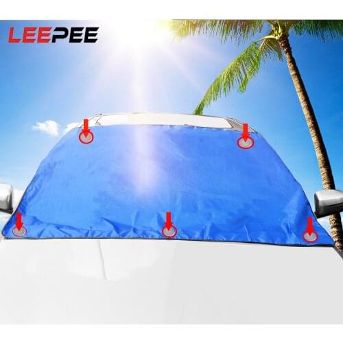 LEEPEE 1pcs Car Front Windscreen Cover Automobile Magnetic Sunshade Cover Car Windshield Snow Sun Shade Waterproof Protector