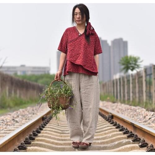 Women Loose V Neck Printed Jacket Tops Ladies Print Cotton Vintage Jackets Female Coat 2020 Summer Autumn Thin Outerwear Coat