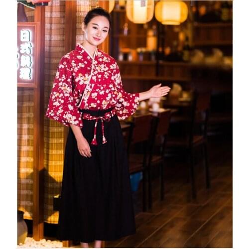 Summer Japanese cuisine uniform Hotel&Restaurant Receptionist uniforms Cherry suit Chef