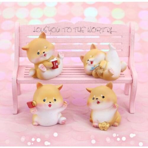 Desktop Decor Cartoon Dog Shaped Statue Resin Artware Decorative Tools for Car Home Office