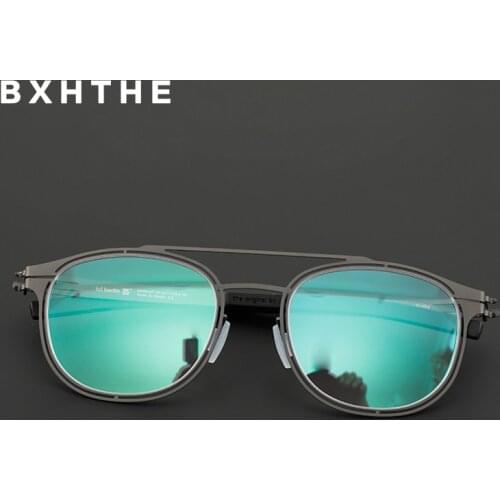 New Berlin Titanium Alloy Glasses Frame Men Women Round Myopia Optical Frames Prescription Eyeglasses Manual Eyewear Super Light