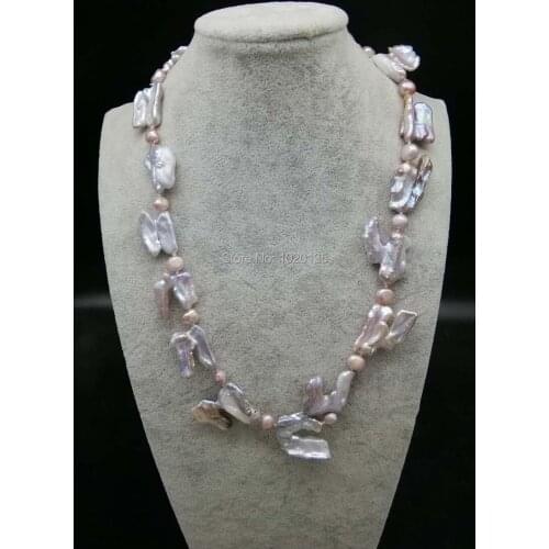 Freshwater pearl necklace purple biwa reborn keshi baroque necklace 22inch nature fashion