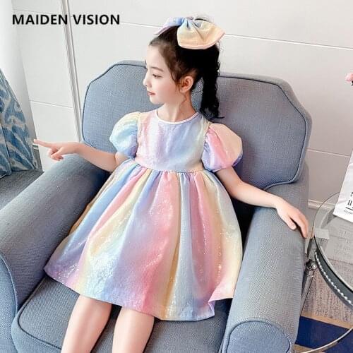 Rainbow Sequins Baby Girl Dress Birthday Party Wedding Flower girl Dress For Girl Dresses Kid Clothes Pageant dress ball gown