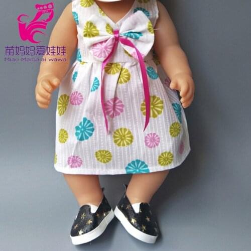 Flower Bow Dress Fits for 43cm Baby New Born baby Doll for Girl gift 16 inch baby doll dress