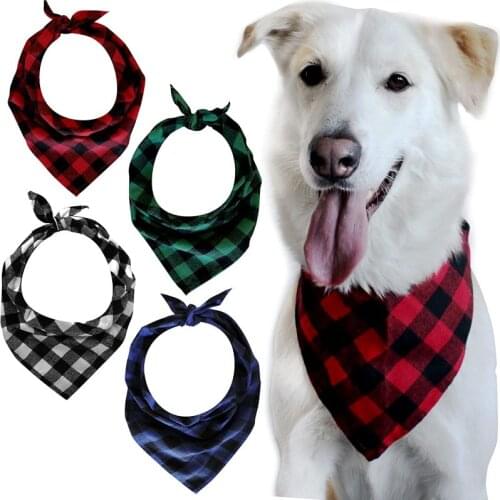 2Pcs Classic Cotton Double - Layer Dog Drool Towel, Pet Plaid Soft Triangle Towel Dogs Pets Accessories Triangular Bandage