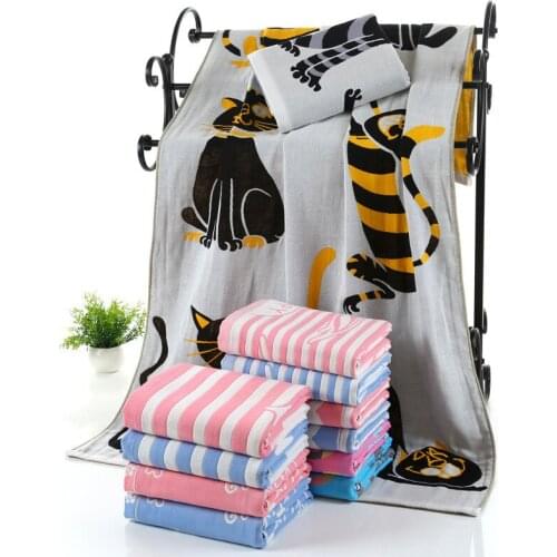 Dropshipping Cotton Gauze Adult Cartoon Bath Towel Textile Large Thick Towel Hotel Bathrobe Beach Towel Shawl Children Blanket